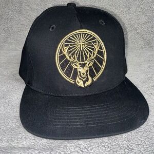 Jagermeister Hat Black Snapback‎ Embroidered Gold Logo Adjustable Cap